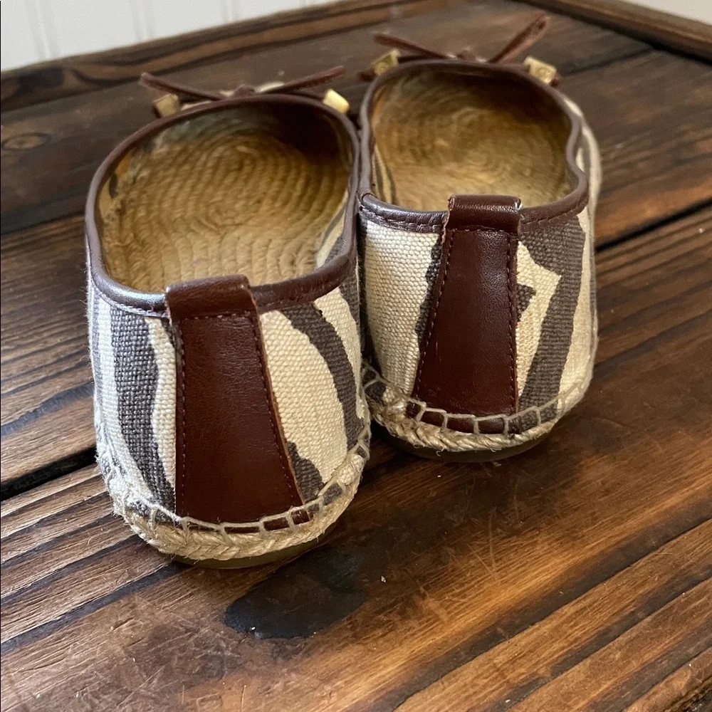Michael Kors Brown and Tan Zebra Print Espadrille Flats with Bow